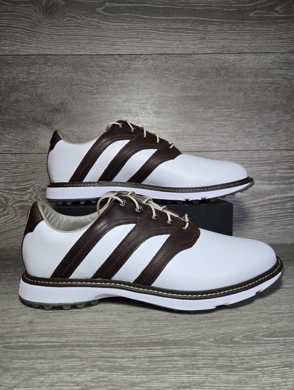 Adidas MC Z-Traxion Spikless Golf Shoes White / Brown Men's Size 12 Brand New
